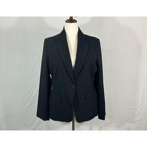 Emma James by Liz Claiborne Blazer Womens 16 Black Stripe Career Suit Jacket NWT